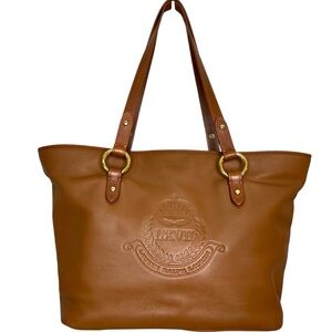 Lauren Ralph Lauren Brown Leather Putnam Chatsworth Crest Vintage Shoulder Bag
